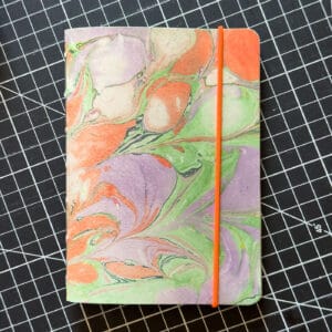 Notizheft A6 • marmoriert • grün • orange • flieder